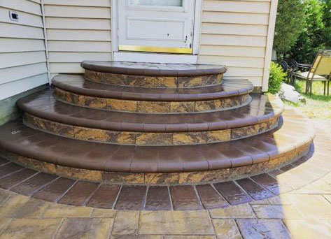 Stone masonry front steps