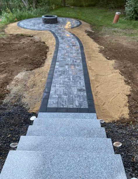 Islip Paving & Masonry job in progress on Long Island